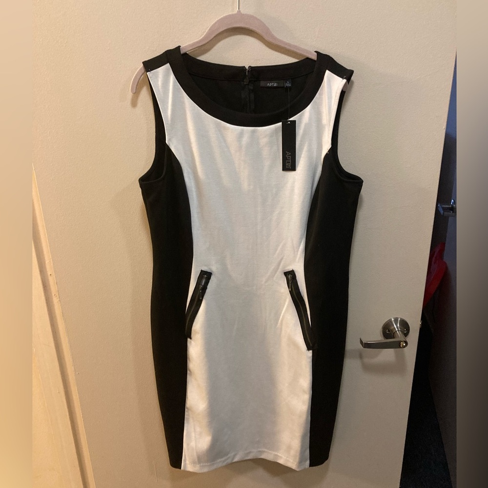 APT.9 black and white size XL women’s dress with tags. Excellent condition